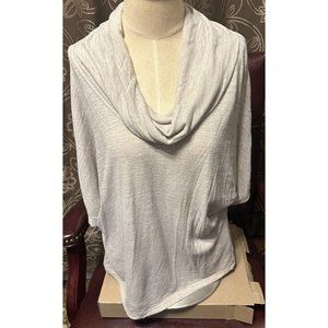 Women's Beige SS Cowl Neck Shirt By "Loyalty Spa" in a Size Large Made in Canada
